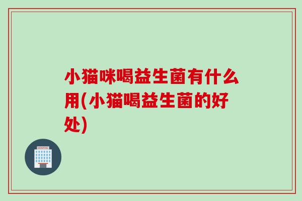 小猫咪喝益生菌有什么用(小猫喝益生菌的好处) 小猫咪喝益生菌有什么用(小猫喝益生菌的好处)