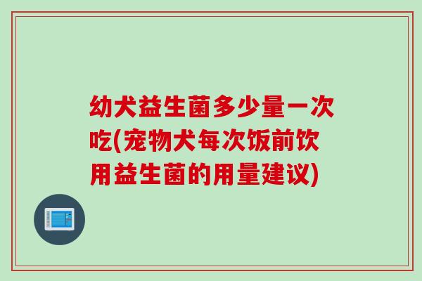 幼犬益生菌多少量一次吃(宠物犬每次饭前饮用益生菌的用量建议)