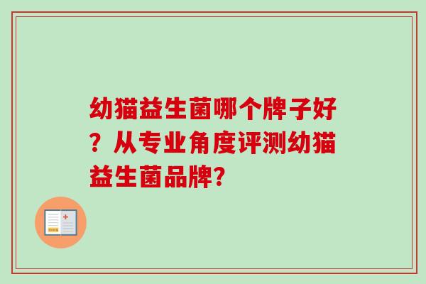 幼猫益生菌哪个牌子好？从专业角度评测幼猫益生菌品牌？