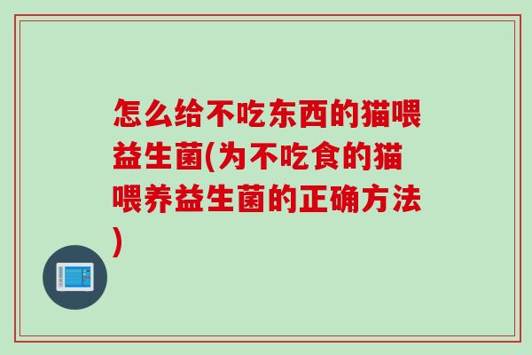 怎么给不吃东西的猫喂益生菌(为不吃食的猫喂养益生菌的正确方法) 怎么给不吃东西的猫喂益生菌(为不吃食的猫喂养益生菌的正确方法)