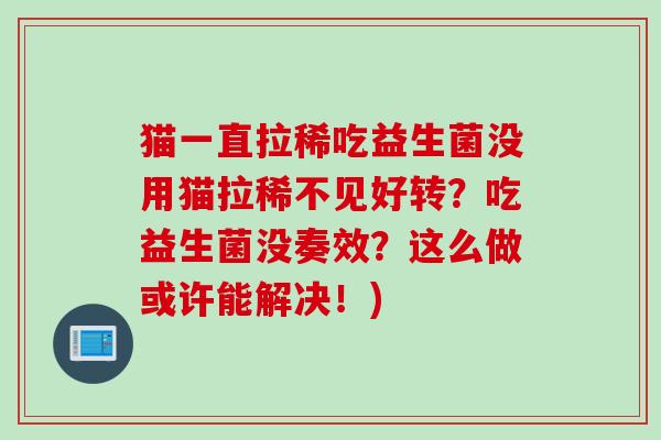 猫一直拉稀吃益生菌没用猫拉稀不见好转？吃益生菌没奏效？这么做或许能解决！)