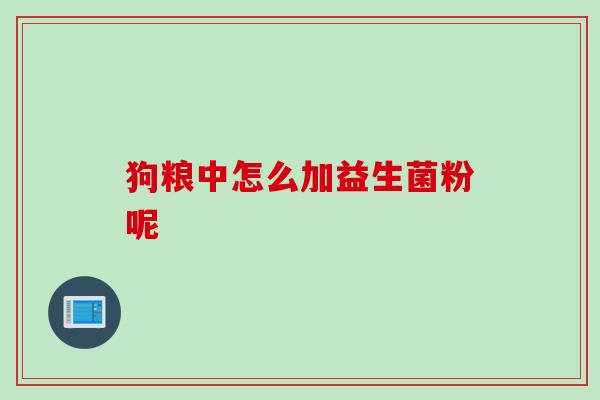 狗粮中怎么加益生菌粉呢