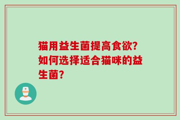 猫用益生菌提高？如何选择适合猫咪的益生菌？