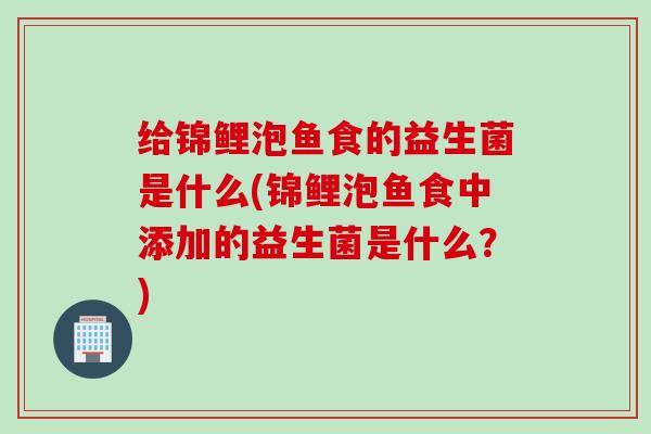 给锦鲤泡鱼食的益生菌是什么(锦鲤泡鱼食中添加的益生菌是什么？)