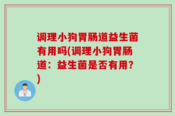 调理小狗道益生菌有用吗(调理小狗道：益生菌是否有用？)
