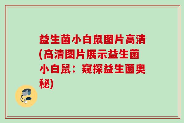 益生菌小白鼠图片高清(高清图片展示益生菌小白鼠:窥探益生菌奥秘) 益生菌小白鼠图片高清(高清图片展示益生菌小白鼠:窥探益生菌奥秘)