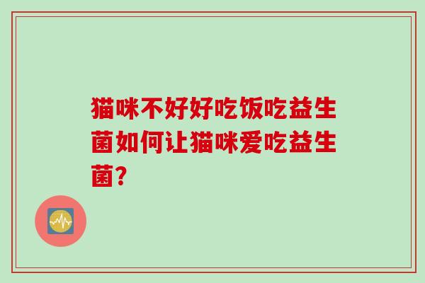 猫咪不好好吃饭吃益生菌如何让猫咪爱吃益生菌？