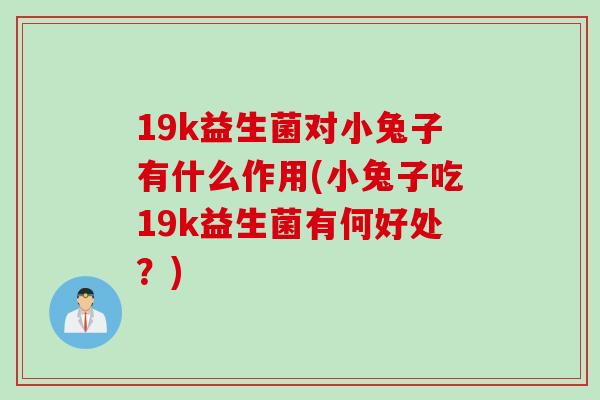 19k益生菌对小兔子有什么作用(小兔子吃19k益生菌有何好处？)