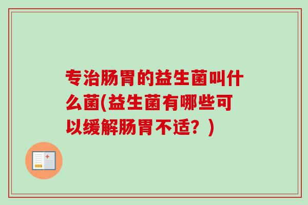 专肠胃的益生菌叫什么菌(益生菌有哪些可以缓解肠胃不适？)