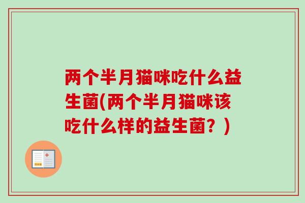 两个半月猫咪吃什么益生菌(两个半月猫咪该吃什么样的益生菌？)