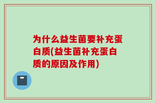为什么益生菌要补充蛋白质(益生菌补充蛋白质的原因及作用)