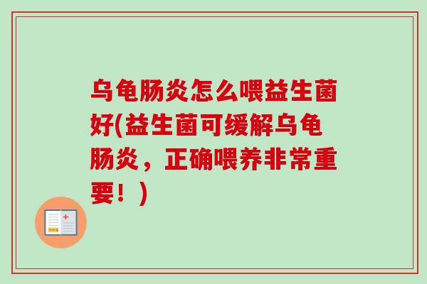 乌龟怎么喂益生菌好(益生菌可缓解乌龟,正确喂养非常重要!) 乌龟怎么喂益生菌好(益生菌可缓解乌龟,正确喂养非常重要!)