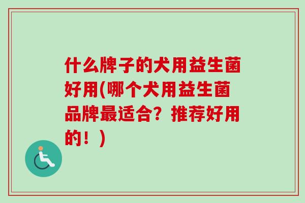 什么牌子的犬用益生菌好用(哪个犬用益生菌品牌适合？推荐好用的！)