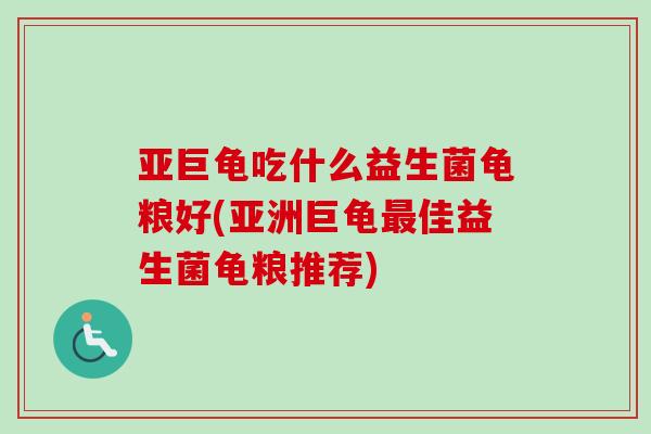 亚巨龟吃什么益生菌龟粮好(亚洲巨龟最佳益生菌龟粮推荐)