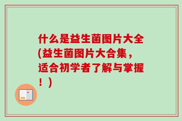 什么是益生菌图片大全(益生菌图片大合集,适合初学者了解与掌握!) 什么是益生菌图片大全(益生菌图片大合集,适合初学者了解与掌握!)