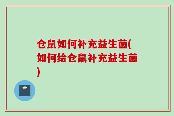 仓鼠如何补充益生菌(如何给仓鼠补充益生菌) 仓鼠如何补充益生菌(如何给仓鼠补充益生菌)