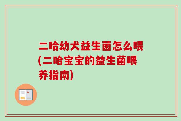 二哈幼犬益生菌怎么喂(二哈宝宝的益生菌喂养指南)