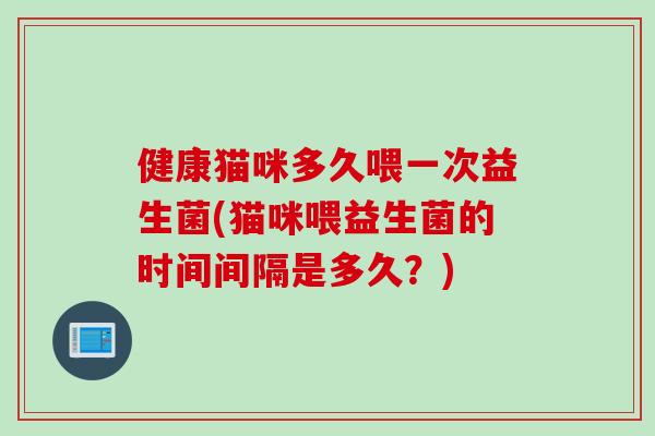 健康猫咪多久喂一次益生菌(猫咪喂益生菌的时间间隔是多久？)