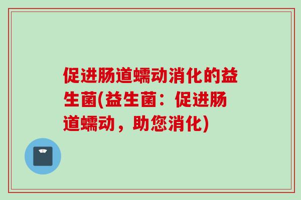 促进肠道蠕动消化的益生菌(益生菌：促进肠道蠕动，助您消化)