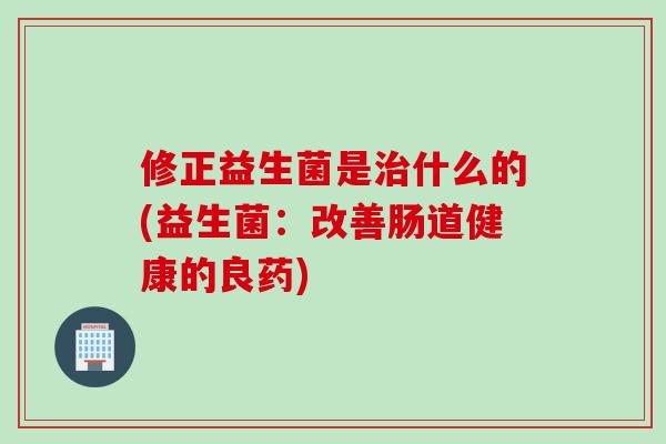 修正益生菌是什么的(益生菌：改善肠道健康的良药)
