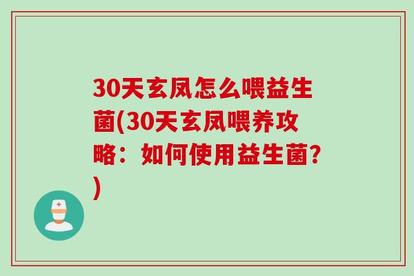30天玄凤怎么喂益生菌(30天玄凤喂养攻略：如何使用益生菌？)