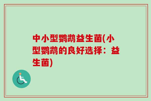 中小型鹦鹉益生菌(小型鹦鹉的良好选择：益生菌)