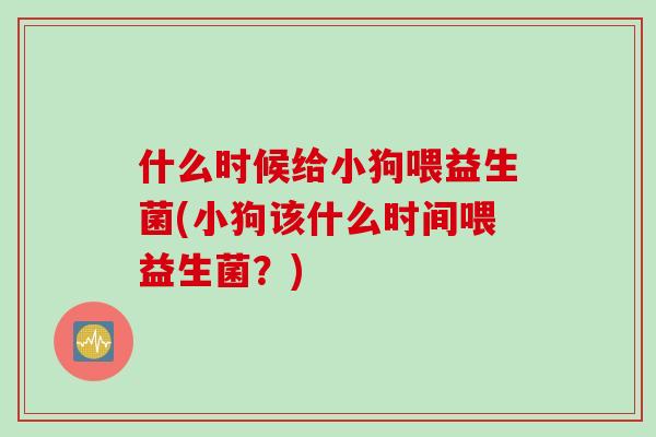 什么时候给小狗喂益生菌(小狗该什么时间喂益生菌?) 什么时候给小狗喂益生菌(小狗该什么时间喂益生菌?)