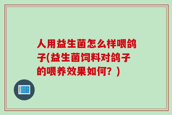 人用益生菌怎么样喂鸽子(益生菌饲料对鸽子的喂养效果如何？)