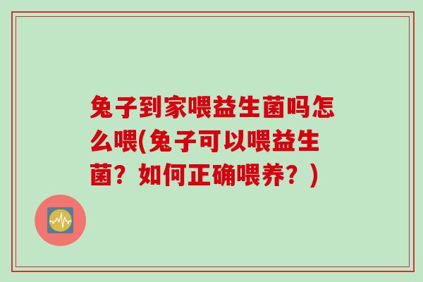 兔子到家喂益生菌吗怎么喂(兔子可以喂益生菌?如何正确喂养?) 兔子到家喂益生菌吗怎么喂(兔子可以喂益生菌?如何正确喂养?)