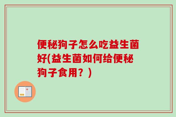 狗子怎么吃益生菌好(益生菌如何给狗子食用?) 狗子怎么吃益生菌好(益生菌如何给狗子食用?)
