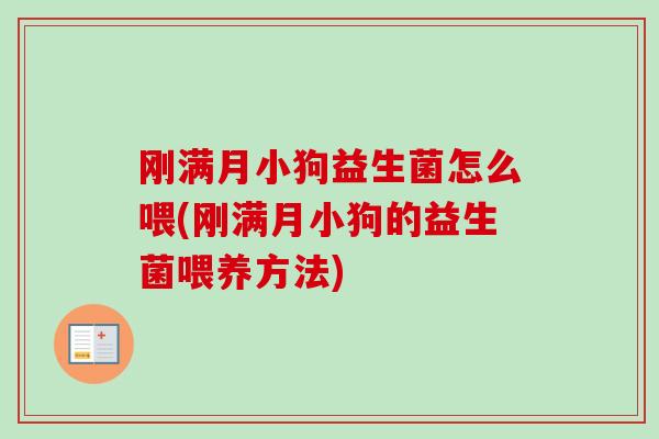 刚满月小狗益生菌怎么喂(刚满月小狗的益生菌喂养方法) 刚满月小狗益生菌怎么喂(刚满月小狗的益生菌喂养方法)