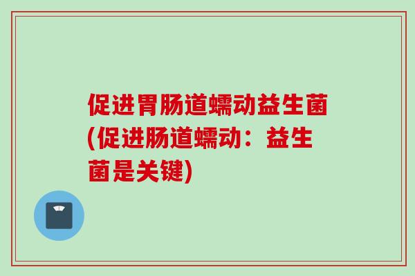 促进道蠕动益生菌(促进肠道蠕动：益生菌是关键)