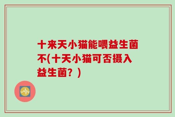 十来天小猫能喂益生菌不(十天小猫可否摄入益生菌?) 十来天小猫能喂益生菌不(十天小猫可否摄入益生菌?)