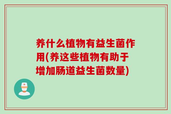 养什么植物有益生菌作用(养这些植物有助于增加肠道益生菌数量) 养什么植物有益生菌作用(养这些植物有助于增加肠道益生菌数量)