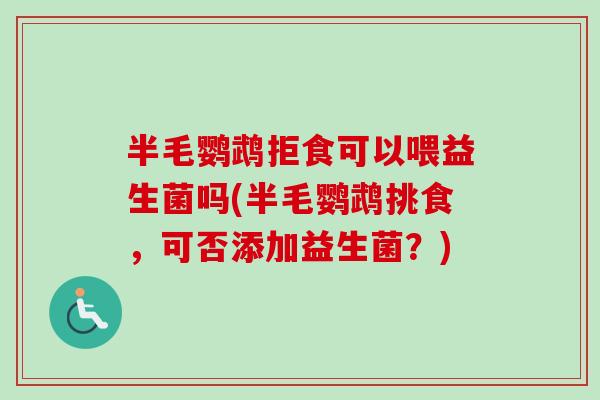 半毛鹦鹉拒食可以喂益生菌吗(半毛鹦鹉挑食,可否添加益生菌?) 半毛鹦鹉拒食可以喂益生菌吗(半毛鹦鹉挑食,可否添加益生菌?)