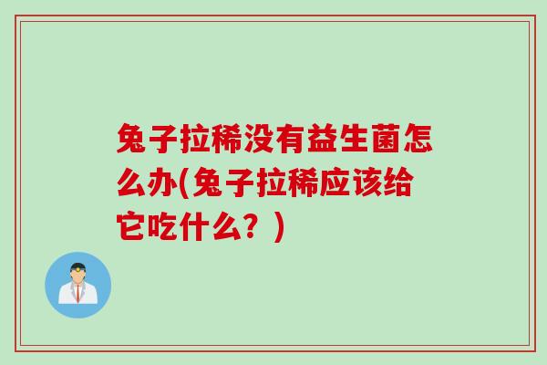 兔子拉稀没有益生菌怎么办(兔子拉稀应该给它吃什么?) 兔子拉稀没有益生菌怎么办(兔子拉稀应该给它吃什么?)