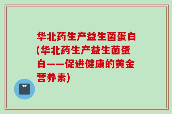 华北药生产益生菌蛋白(华北药生产益生菌蛋白——促进健康的黄金营养素) 华北药生产益生菌蛋白(华北药生产益生菌蛋白——促进健康的黄金营养素)