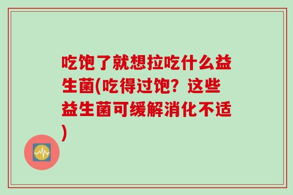 吃饱了就想拉吃什么益生菌(吃得过饱?这些益生菌可缓解消化不适) 吃饱了就想拉吃什么益生菌(吃得过饱?这些益生菌可缓解消化不适)