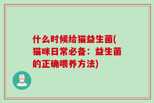 什么时候给猫益生菌(猫咪日常必备：益生菌的正确喂养方法)