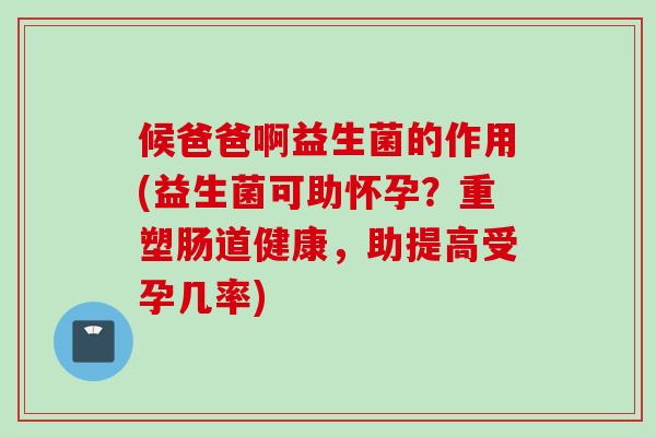候爸爸啊益生菌的作用(益生菌可助怀孕？重塑肠道健康，助提高受孕几率)