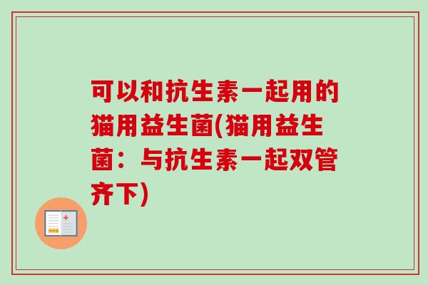 可以和抗生素一起用的猫用益生菌(猫用益生菌：与抗生素一起双管齐下)
