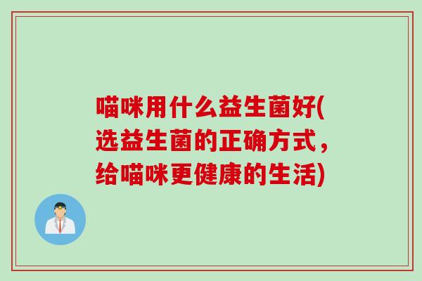 喵咪用什么益生菌好(选益生菌的正确方式，给喵咪更健康的生活)