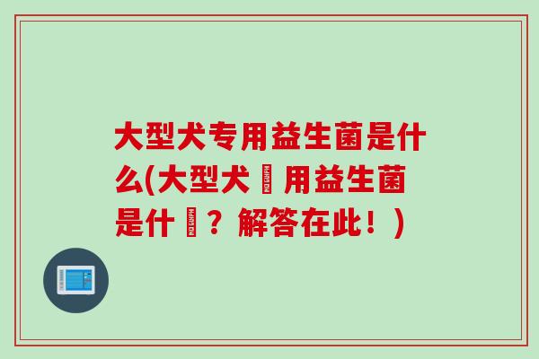 大型犬专用益生菌是什么(大型犬專用益生菌是什麼？解答在此！)