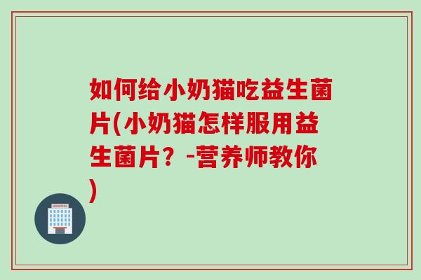 如何给小奶猫吃益生菌片(小奶猫怎样服用益生菌片？-营养师教你)