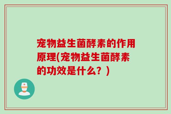 宠物益生菌酵素的作用原理(宠物益生菌酵素的功效是什么?) 宠物益生菌酵素的作用原理(宠物益生菌酵素的功效是什么?)