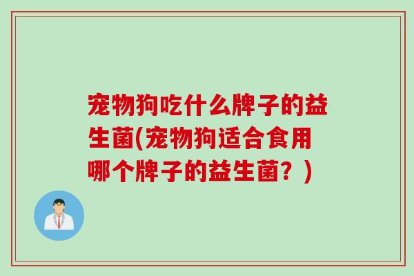 宠物狗吃什么牌子的益生菌(宠物狗适合食用哪个牌子的益生菌？)
