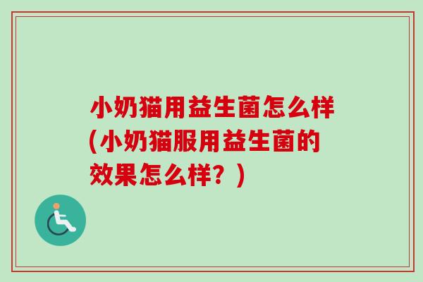 小奶猫用益生菌怎么样(小奶猫服用益生菌的效果怎么样?) 小奶猫用益生菌怎么样(小奶猫服用益生菌的效果怎么样?)