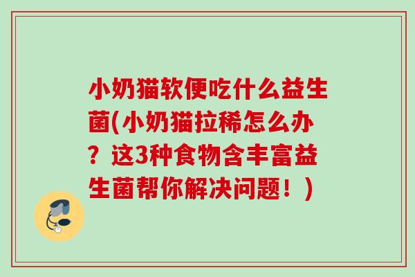 小奶猫软便吃什么益生菌(小奶猫拉稀怎么办？这3种食物含丰富益生菌帮你解决问题！)