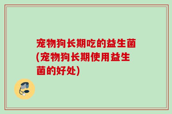 宠物狗长期吃的益生菌(宠物狗长期使用益生菌的好处)
