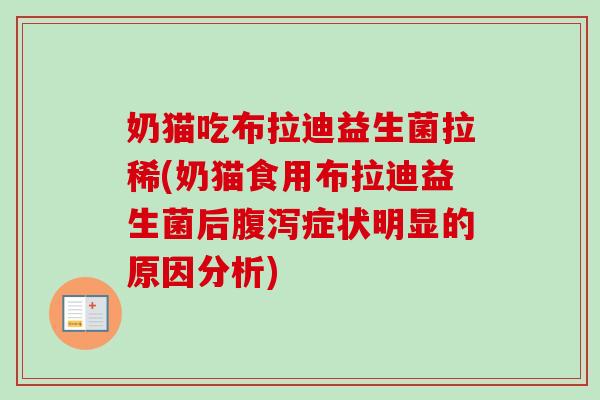 奶猫吃布拉迪益生菌拉稀(奶猫食用布拉迪益生菌后腹泻症状明显的原因分析)
